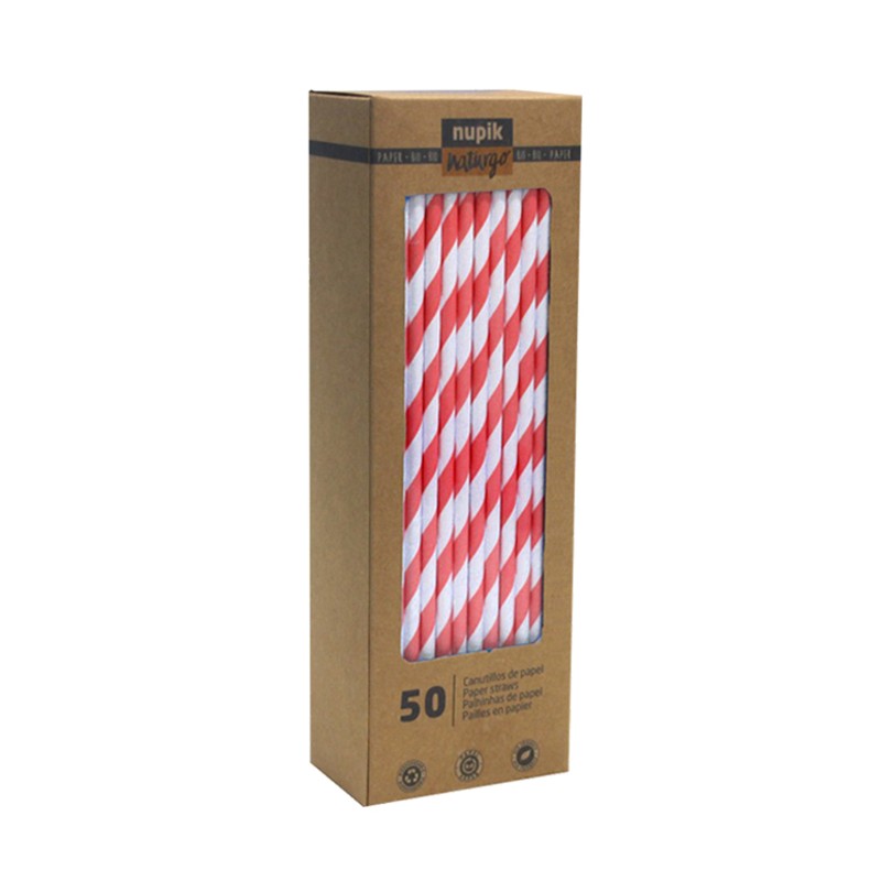 Pajitas de Papel Rayas Ø6x200 mm (50 uds)