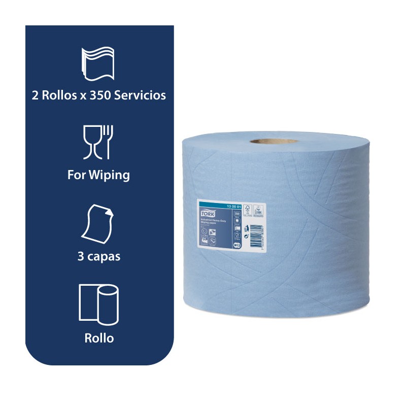 Bobina Industrial de Papel Ultrarresistente Azul 119 m (Pack 2 uds)