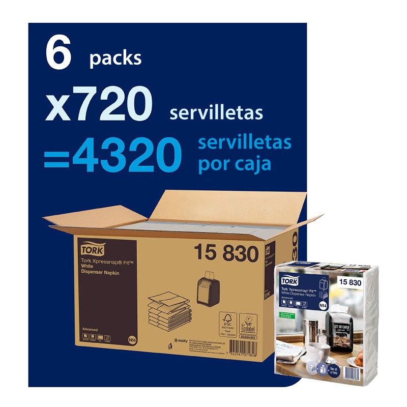 Servilleta Tork Xpressnap Fit Blanca 2 Capas N14 (4320 uds)