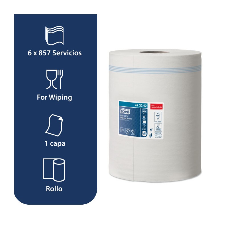 Bobina Papel Secamanos Tork Reflex M4 1 Capa 300 M (6 uds)