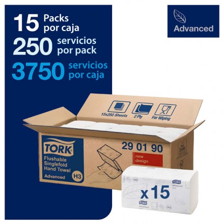 Toalla Secamanos Doblada "V" Flushable Advance Tork