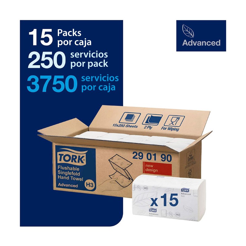Toalla Secamanos Doblada "V" Flushable Advance Tork