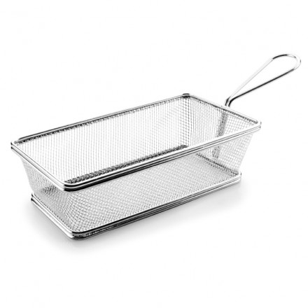 Cesta Freidora Rectangular Acero Inox para Presentación 21x11x9 cm (1 ud)