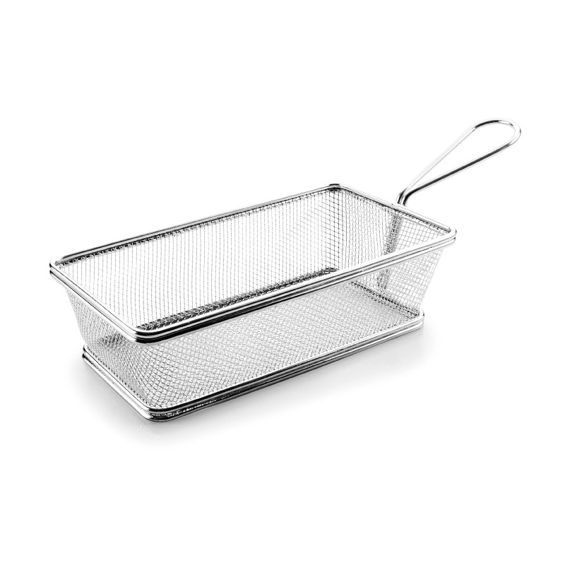 Cesta Freidora Rectangular Acero Inox para Presentación 21x11x9 cm (1 ud)