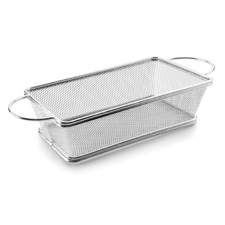 Cesta Freidora Rectangular Asas Acero Inox para Presentación 21x11x6 cm (1 ud)