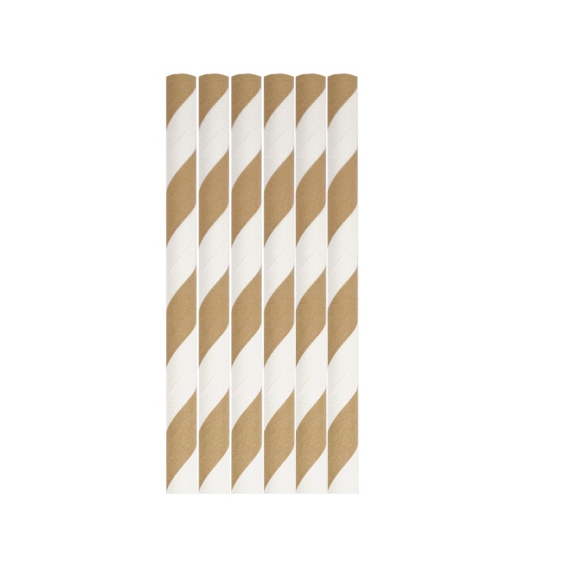 Pajitas de Papel Kraft Rayas Ø6x200 mm (50 uds) Pajitas de Papel Kraft Rayas Ø6x200 mm (50 uds)