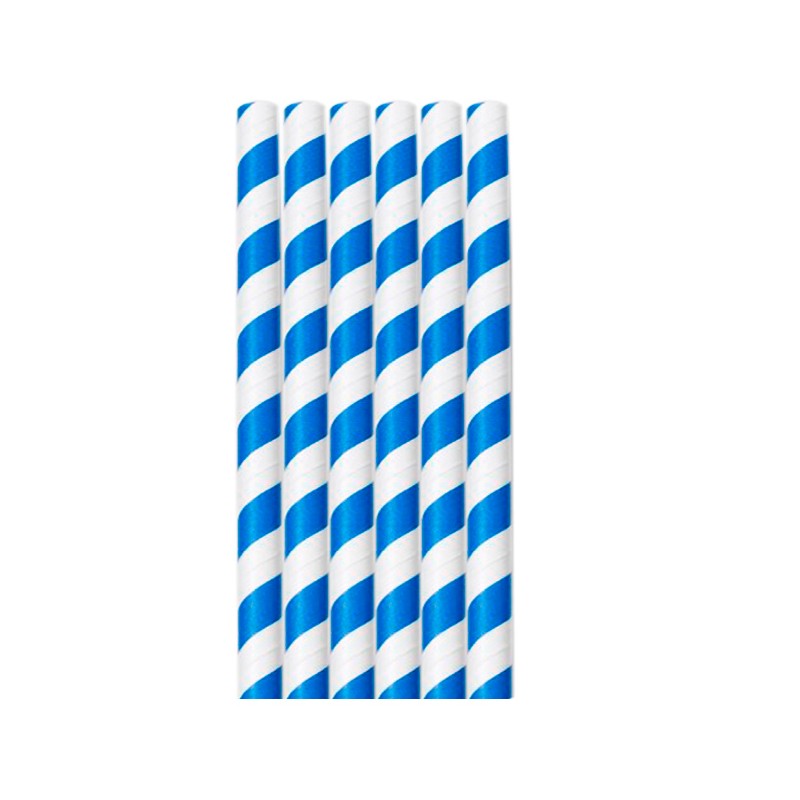 Pajitas de Papel Azul Rayas Ø8x200 mm (50 uds) Pajitas de Papel Azul Rayas Ø8x200 mm (50 uds)