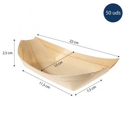 Barqueta de madera 22x12x2,5 cm (50 Uds)