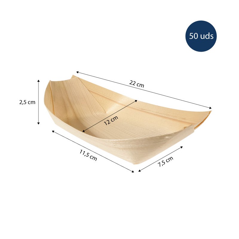 Barqueta de madera 22x12x2,5 cm (50 Uds)