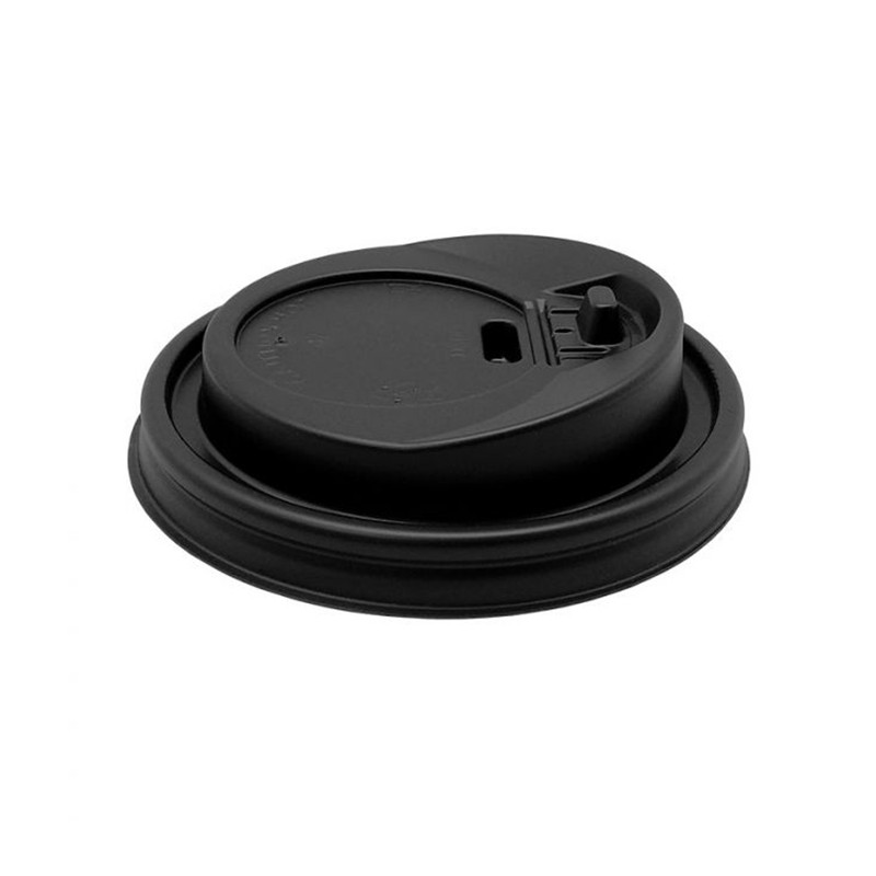 Tapa Antiderrame para Vaso Cartón 240 cc 8 Oz Negro Ø80 mm (100 uds)