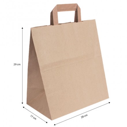 Bolsa Papel Kraft con Asa 28+17x29 cm 80g (250 uds)