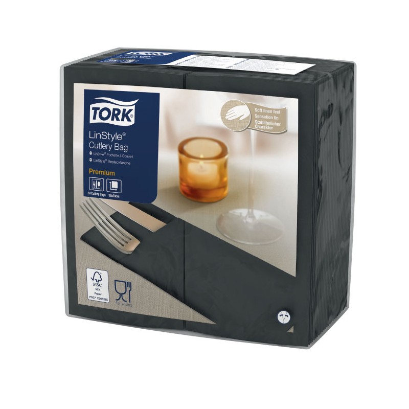 Servilleta Premium para Cubiertos Negro (50 uds)