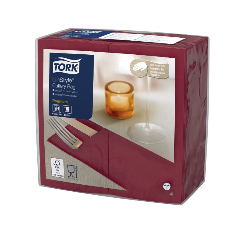 Servilleta Premium para Cubiertos Burdeos (50 Uds)