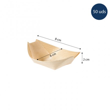 Barqueta de Madera 42,5 ml 8x6x1,5 cm (50 uds)