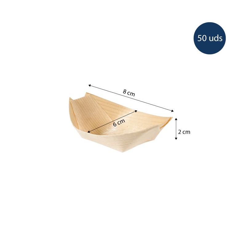 Barqueta de Madera 42,5 ml 8x6x1,5 cm (50 uds)