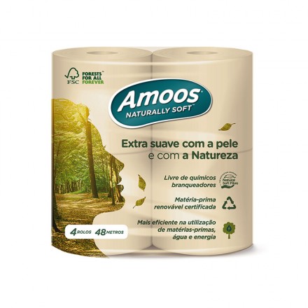 Papel Higiénico Doméstico Amoos Naturally Soft 2 Capas 48M (60 uds)