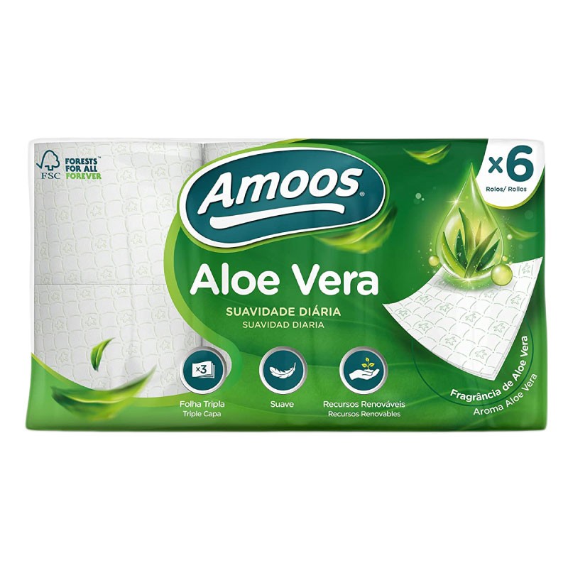 Papel Higiénico de 3 Capas Aloe Vera Amoos Paper (6 uds) - Fumisan