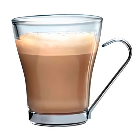 TAZA CRISTAL CAFÉ OSLO 10 CL. ASA INOX 3 UNIDADES