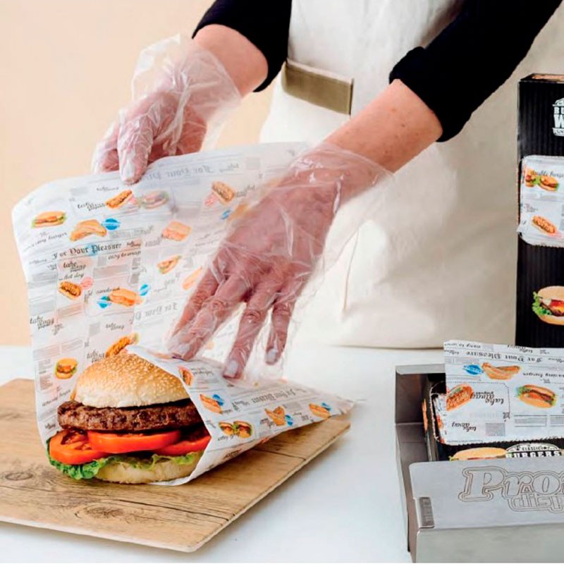 Papel Antigrasa Para Envolver Hamburguesas y Bocadillos Fast Food