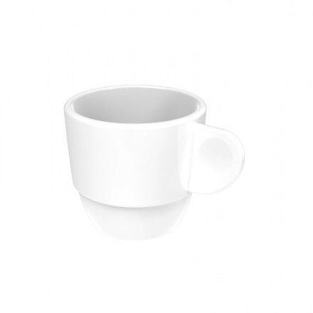 Conjunto de tazas de café espresso aromático caliente en superficie  transparente