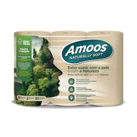 Papel Higiénico Doméstico Amoos Naturally Soft 2 Capas 32M