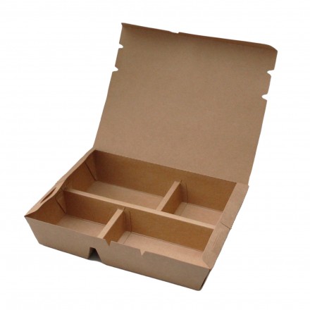 Caja Take Away Tapa Integrada y 4 Compartimentos (50 uds)