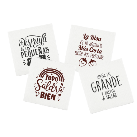 Servilleta 20x20 cm Micropunto Blanco Frases Motivadoras (24000 uds)