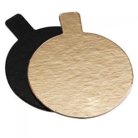 Mini Bandeja Cartón Redondo Oro/Negro ø80mm (200 ud)