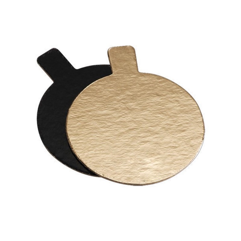 Mini Bandeja Cartón Redondo Oro/Negro ø80mm (200 ud)