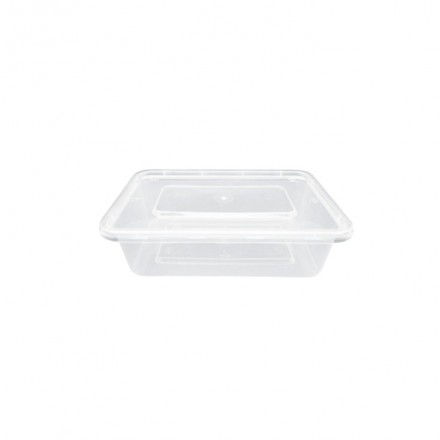 Envase Rectangular + Tapa PP 500 cc (50 uds)