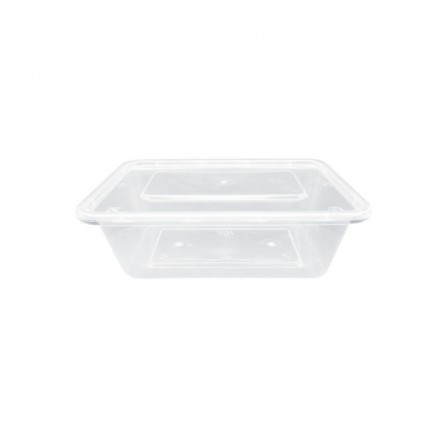 Envase Rectangular + Tapa PP 650 cc (50 uds)