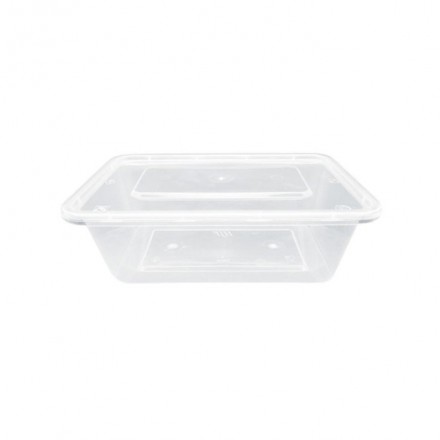 Envase Rectangular + Tapa PP 750 cc (50 uds)