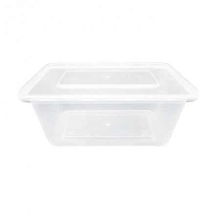 Envase Rectangular + Tapa PP 1000 cc (50 uds)