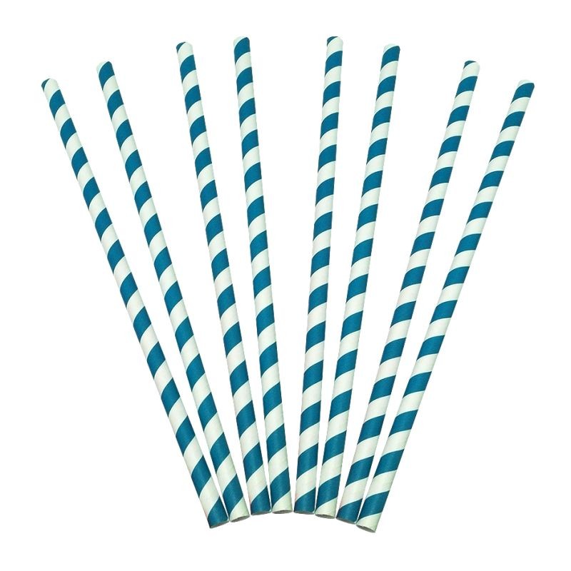Cañitas de Papel Rayas Azul Ø6x220mm (500 uds) Cañitas de Papel Rayas Azul Ø6x220mm (500 uds)