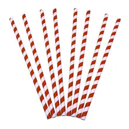 Cañitas de Papel Rayas Rojas Ø6x220mm (500 uds)