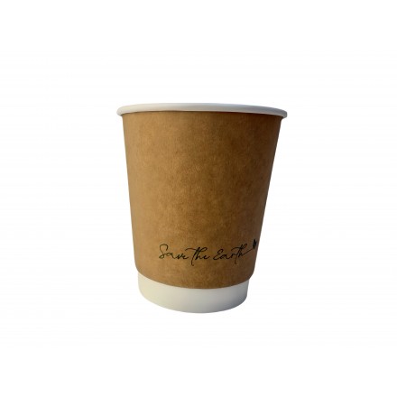 Vaso de Cartón Doble Pared 240cc 8oz Blanco/ Kraft (25 uds)