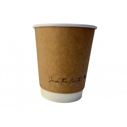 Vaso de Cartón Doble Pared 350cc 12oz Blanco/ Kraft (25 uds)