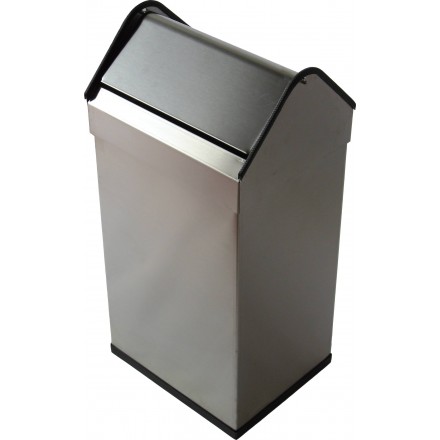 Papelera rectangular basculante 40L Inox