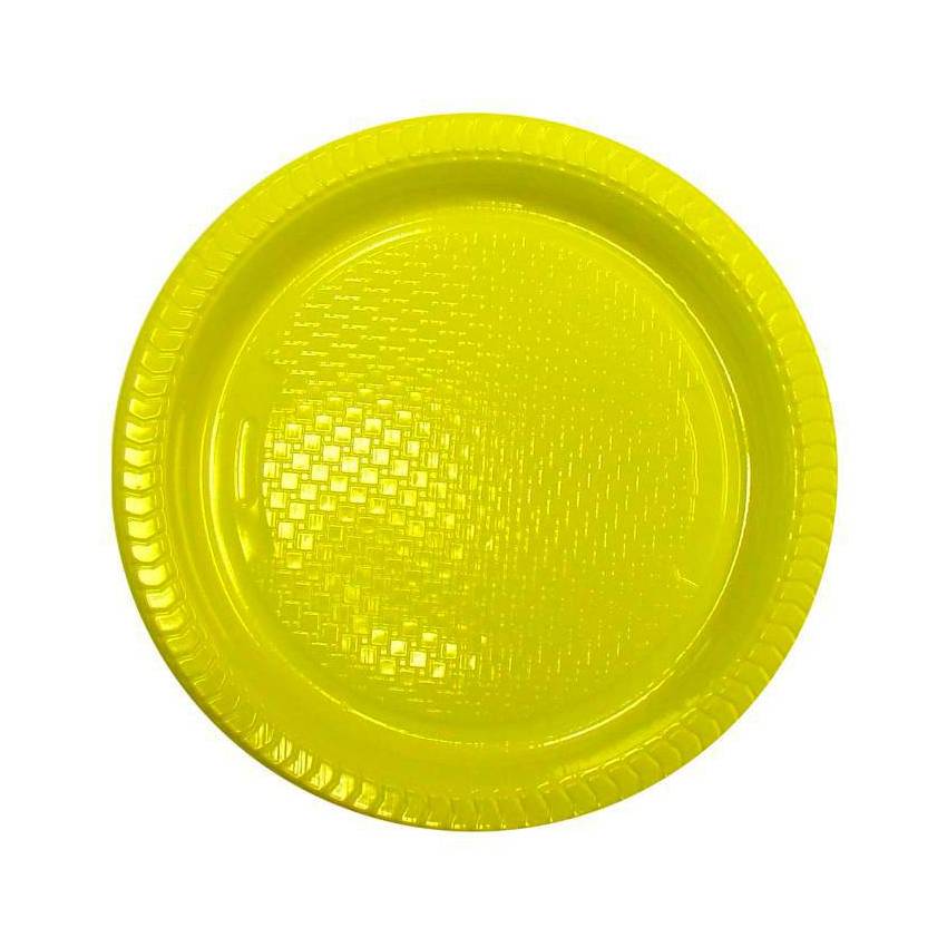 Comprar Plato de Plástico Amarillo 22 cm (10 Uds) - Fumisan