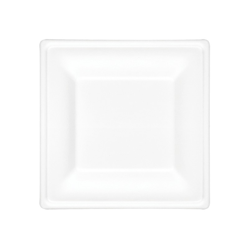 Plato cuadrado de fibra moldeada 20 x 20 cm Plato cuadrado de fibra moldeada 20 x 20 cm