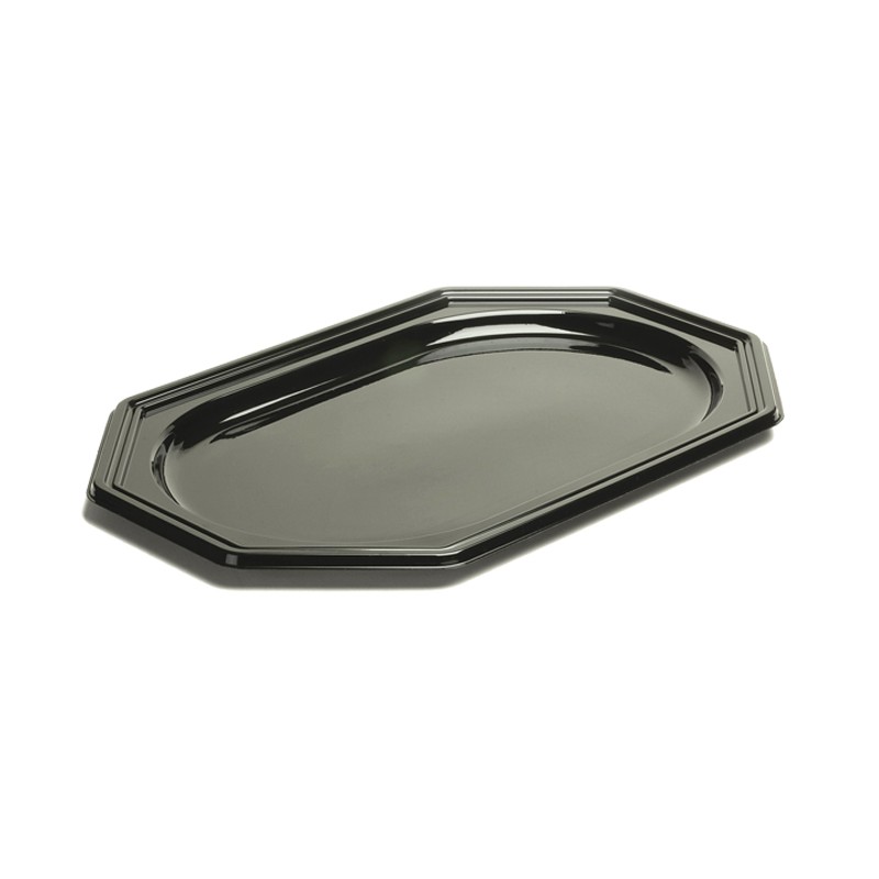 BANDEJA BUFFET OCTOGONAL NEGRA 27 X 19 CM