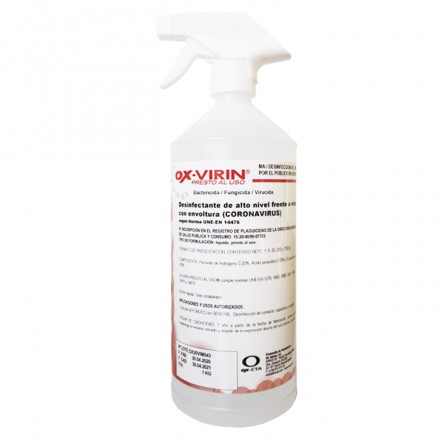 Ox Virin Presto al Uso 1L Desinfectante de superficies con acción viricida