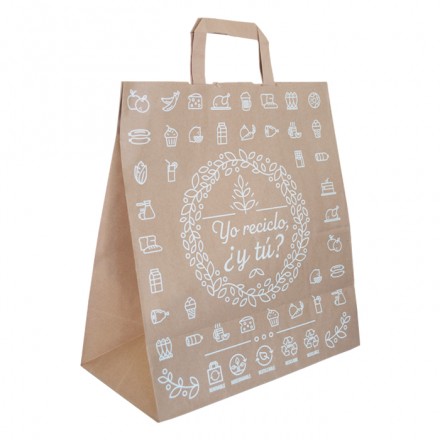 Bolsa papel kraft decorada 30x16x34 cm (250 uds)